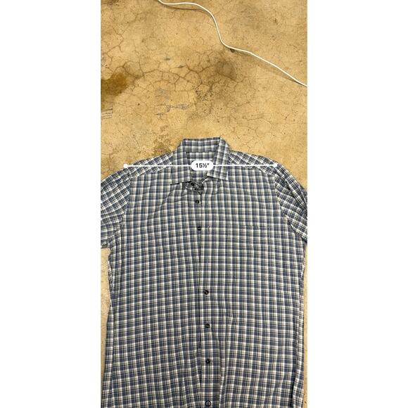 David Donahue Dress Shirt Mens Large Blue Check Twill Button Up Work Designer M - Picture 9 of 9